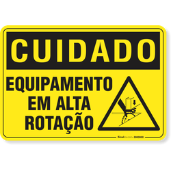 Placa Cuidado  Equipamento Em Alta Rotação S10