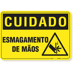 Placa Cuidado  Esmagamento De Mãos S12