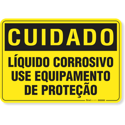Placa Cuidado  Líquido Corrosivo Use Equipamento De Proteção