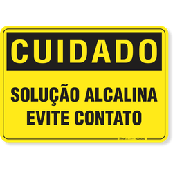 Placa Cuidado  Solução Alcalina Evite Contato