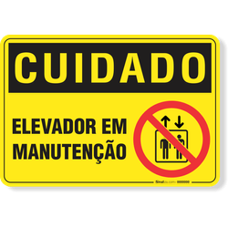 Placa Cuidado  Elevador Em Manutenção S2