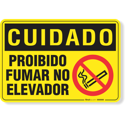 Placa Cuidado  Proibido Fumar Neste Elevador
