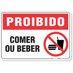 Placa Proibido  Comer Ou Beber