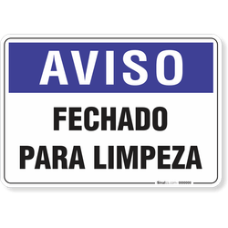 Placa Aviso  Fechado Para Limpeza