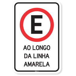 Placa Estacionamento Ao Longo Da Linha Amarela