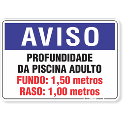 Placa Aviso  Profundidade Da Piscina Adulto
