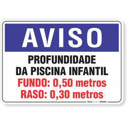 Placa Aviso  Profundidade Da Piscina Infantil
