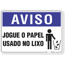 Placa Aviso  Jogue Papel Usado No Lixo