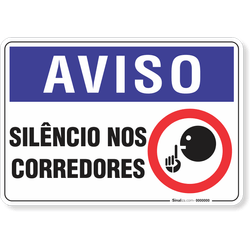 Placa Aviso  Silêncio Nos Corredores