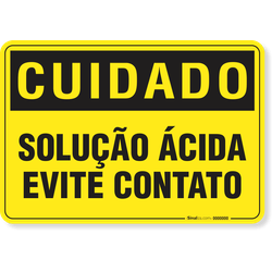 Placa Cuidado  Solução Ácida Evite Contato