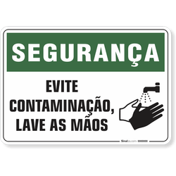 Placa Segurança  Evite Contaminação Lave As Mãos