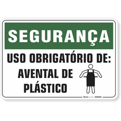 Placa Segurança  Uso Obrigatório De Avental De Plástico
