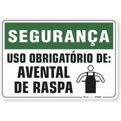 Placa Segurança  Uso Obrigatório De Avental De Raspa