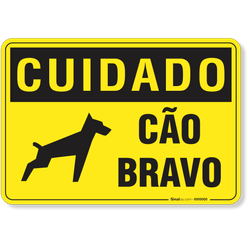 Placa Cuidado Cão Bravo