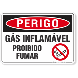 Placa Perigo Gás Inflamável Proibido Fumar