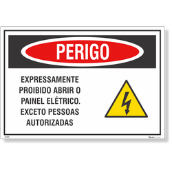 Etiqueta Perigo Expressamente Proibido Abrir O Painel Elétrico NR12 19x13cm (Pacote 10 Un)