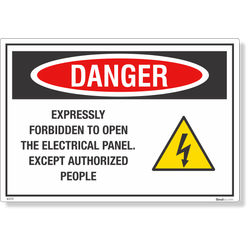 Etiqueta Perigo Expressamente Proibido Abrir O Painel Elétrico Nr12 (Inglês) - 10 Unidades (19X13Cm)