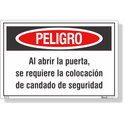 Etiqueta Perigo Ao Abrir A Porta, Obrigatório Cadeado Nr12 (Espanhol) - 10 Unidades (12X8Cm)