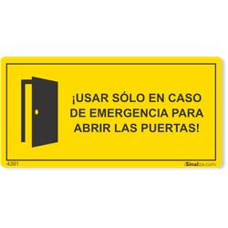 Etiqueta Usar Em Caso De Emergência Para Abertura Das Portas Nr12 (Espanhol) - 10 Unidades (10X5Cm)
