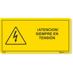 Etiqueta Atenção Tensão Sempre Presente Nr12 (Espanhol) - 10 Unidades (10X5Cm)