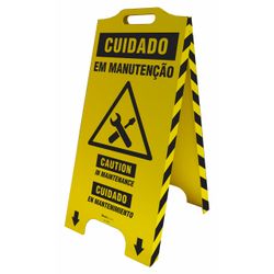 Cavalete De Sinalização Cuidado Em Manutenção - Trilíngue