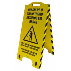 Cavalete De Sinalização Desculpe O Transtorno Estamos Em Obras - Trilíngue