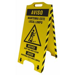 Cavalete De Sinalização Aviso Mantenha Este Local Limpo - Trilíngue