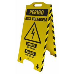 Cavalete De Sinalização Perigo Alta Voltagem - Trilíngue