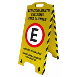 Cavalete De Sinalização Estacionamento Exclusivo Para Clientes - Trilíngue