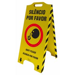 Cavalete De Sinalização Silêncio Por Favor - Trilíngue