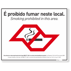 Placa É Proibido Fumar Neste Local Lei nº 13.541 de SP