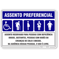 Placa Assento Preferencial - Horizontal