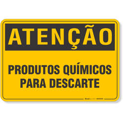 Placa Atenção Produtos Químicos Para Descarte