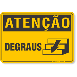 Placa Atenção Degraus Seta Baixo