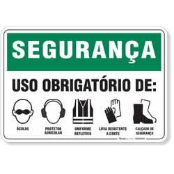 Placa Segurança Uso Obrigatório De 5 EPIs