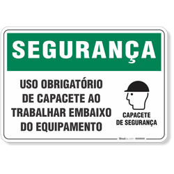 Placa Segurança Uso Obrigatório De Capacete Ao Trabalhar Embaixo Do Equipamento