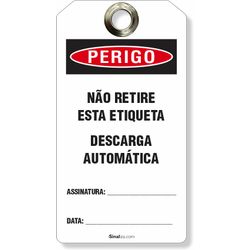 Etiqueta De Bloqueio Loto Cartão Perigo Não Retire, Descarga Automática (14 und)