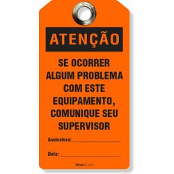 Etiqueta De Bloqueio Loto Cartão Atenção Problema Com Este Equipamento Comunique  (14 und)