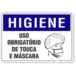 Placa Higiene Uso Obrigatório De Touca E Máscara