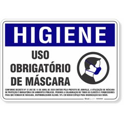 Placa Higiene Uso Obrigatório De Máscara (Decreto nº 37.892)