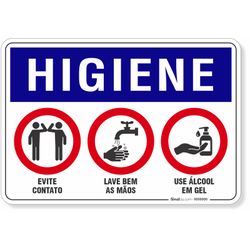 Placa Higiene Evite Contato, Lave Bem As Mãos, Use Álcool Em Gel