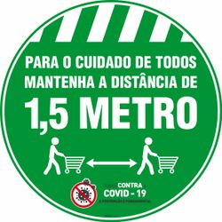 Adesivo De Piso Mantenha A Distância De 1,5 Metro Verde - 40x40cm (5 und)