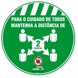 Adesivo De Piso Para O Cuidado De Todos Distância De 2 Metros Verde - 40x40cm (5 und)