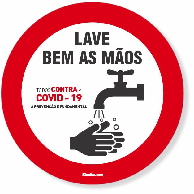 Adesivo Lave Bem As Mãos 5 Unidades 40x40cm Loja De Sinalização 0572