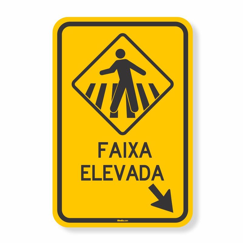 Placa Passagem De Pedestres Faixa Elevada Seta Direita A-32B Resolução ...