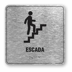 Placa Subida Escada Relevo Alumínio - ABNT NBR 9050 (19x19cm)