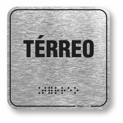 Placa Andar Térreo Braille Relevo Alumínio - ABNT NBR 9050 (10x10cm)