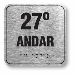 Placa 27 Andar Braille Relevo Alumínio - ABNT NBR 9050 (10x10cm)