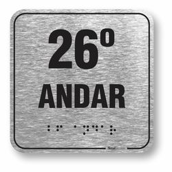 Placa 26 Andar Braille Relevo Alumínio - ABNT NBR 9050 (10x10cm)