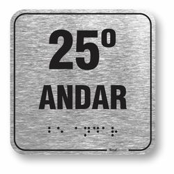 Placa 25 Andar Braille Relevo Alumínio - ABNT NBR 9050 (10x10cm)